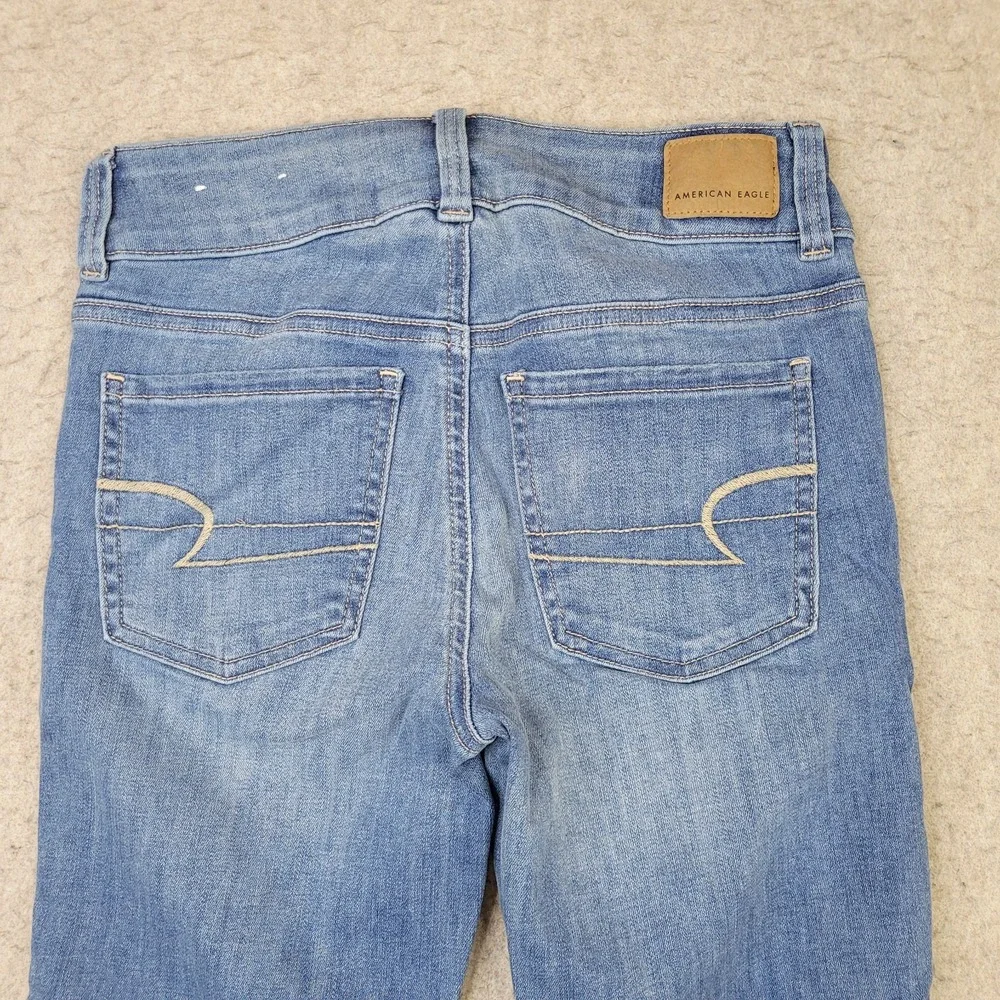 American Eagle Artist Crop Jeans Womens 2 Short Blue Next Level Stretch - Picture 7 of 13